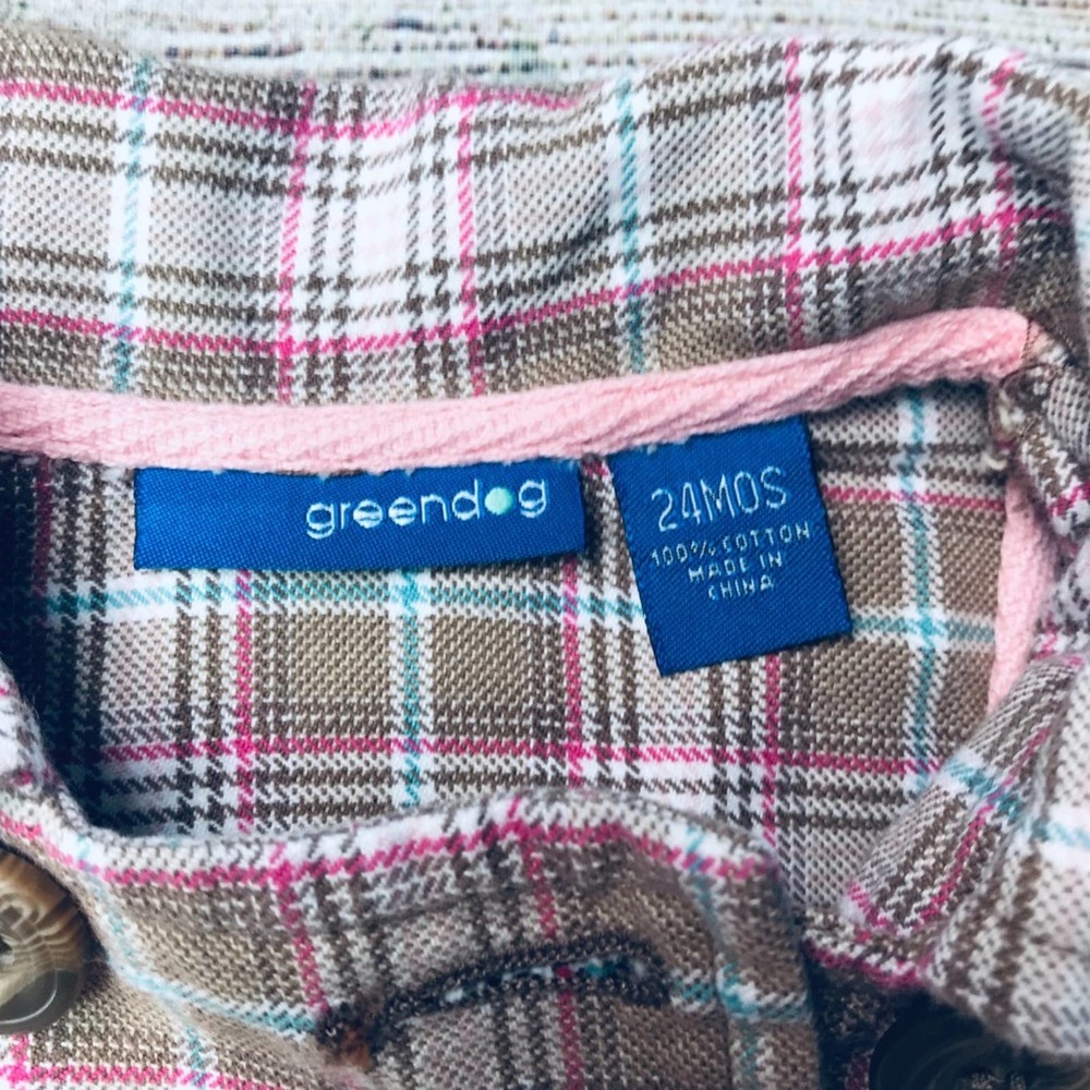 Greendog Baby Girl 24m pink/brown plaid jacket - Picture 2 of 3